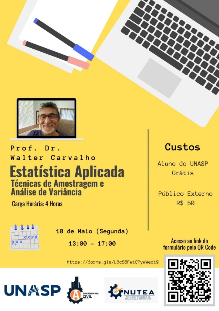 Cartaz sobre oficina de extensão de Estatística Aplicada.