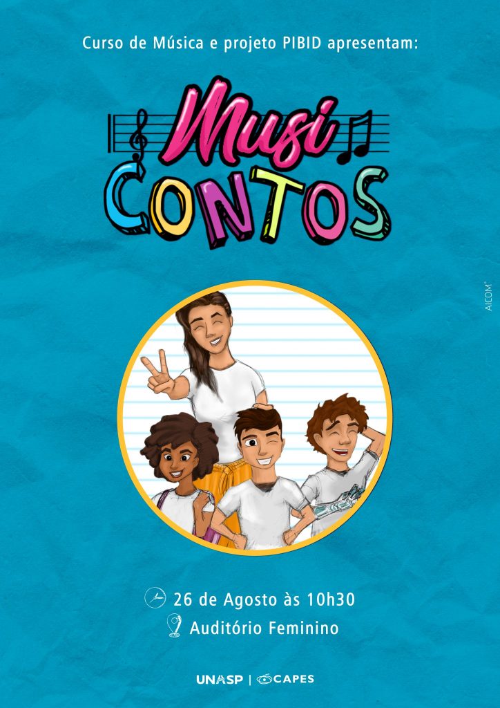 Cartaz do podcast didático Musicontos
