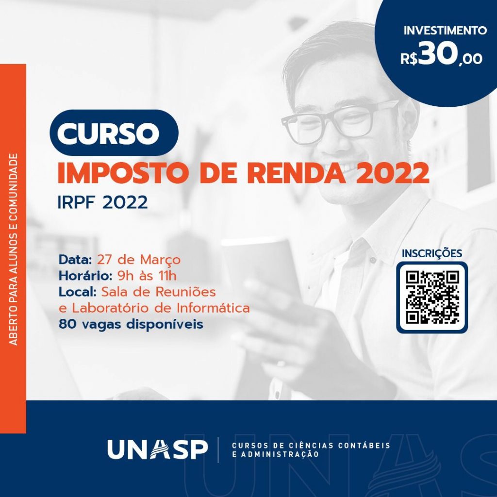Arte de divulgação do curso de declaração de imposto de renda 2022